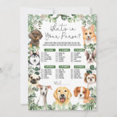 Was ist in Ihrem Puppy-Baby-Duschspiel? Einladung (Vorderseite)