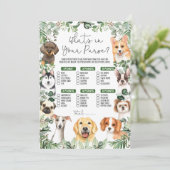 Was ist in Ihrem Puppy-Baby-Duschspiel? Einladung (Stehend Vorderseite)