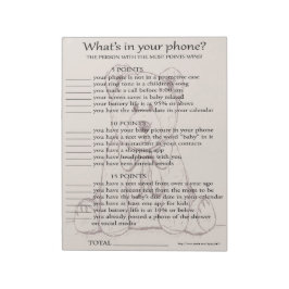 Was ist in Ihrem Telefon Baby Shower Game Notepad Notizblock