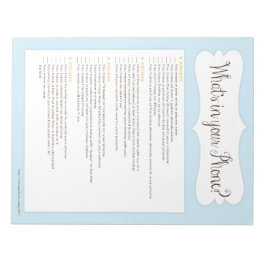 Was ist in Ihrem Telefon Baby Shower Game Notepad  Notizblock