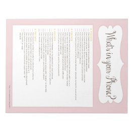 Was ist in Ihrem Telefon Baby Shower Game Notepad  Notizblock