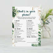 Was ist in Ihrem Telefon Safari Baby Shower Game Einladung (Stehend Vorderseite)