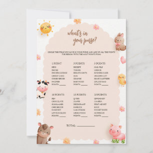 Was ist in Ihrer Purse Baby Shower Game Card Einladung