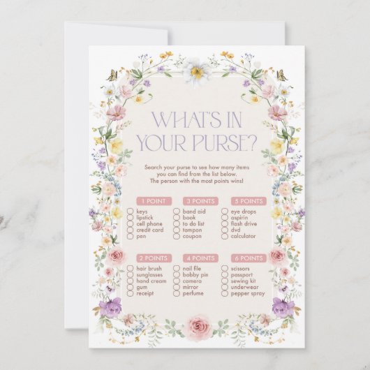 Was ist in Ihrer Purse Brautparty Game Card? Einladung (Vorderseite)