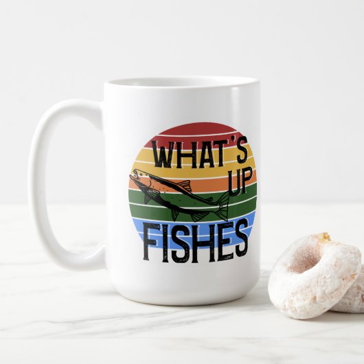 Was ist los Fische Funny Fishing Kaffeetasse (Mit Donut)