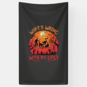 Was ist los Leben Halloween Schwarze Katzen Zombie Banner