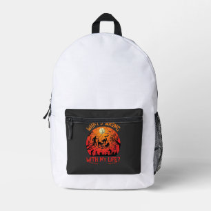 Was ist los Leben Halloween Schwarze Katzen Zombie Bedruckter Rucksack