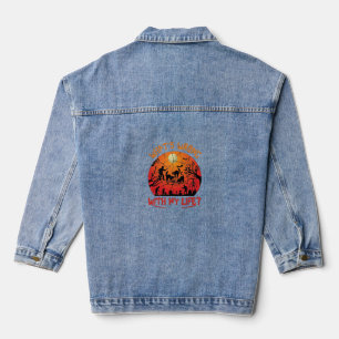 Was ist los Leben Halloween Schwarze Katzen Zombie Jeansjacke