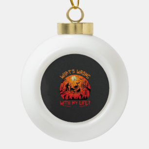 Was ist los Leben Halloween Schwarze Katzen Zombie Keramik Kugel-Ornament