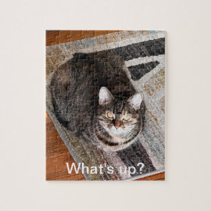 Was ist los, Niedlich Cat on Geometric Rug, Puzzle