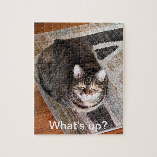 Was ist los, Niedlich Cat on Geometric Rug, Puzzle (Vertikal)
