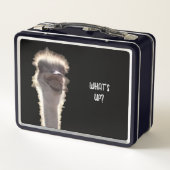 Was ist los? Straußenkopf, Gesicht, Lunchboxen (Rückseite)