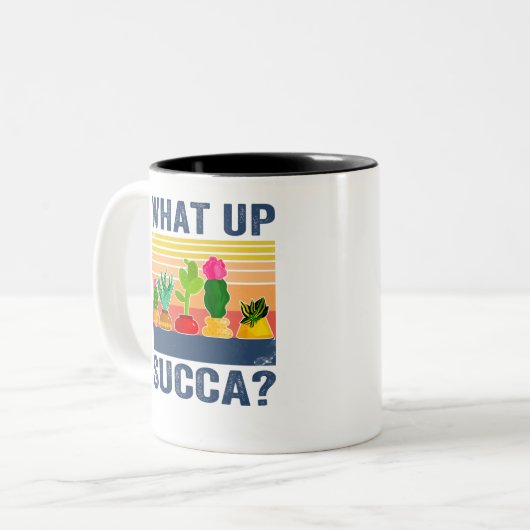 Was ist mit Erfolg? Funny Succulent Cactus Zweifarbige Tasse (Vorderseite Links)