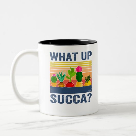 Was ist mit Erfolg? Funny Succulent Cactus Zweifarbige Tasse (Links)