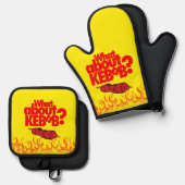 Was ist mit Kebab? Skewered Meat Ofenhandschuh & Topflappen-Set (Vorderseite/Rückseite)