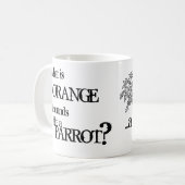 Was ist orange und klingt wie ein Papagei? Kaffeetasse (Vorderseite Links)