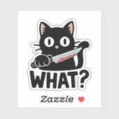 Was ist? Schwarze Katze mit Knife Funny Vinyl Aufkleber (Blatt)