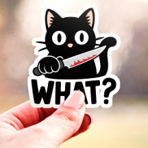 Was ist? Schwarze Katze mit Knife Funny Vinyl