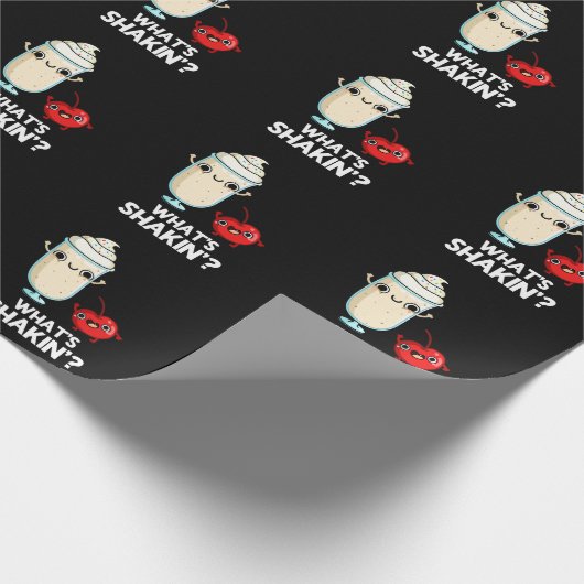 Was ist Shakin Funny Cherry Milkshake Pun Dark BG? Geschenkpapier (Ecke)