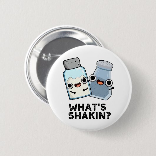 Was ist Shakin Funny Salt and Pepper Shaker Pun? Button (Vorne & Hinten)