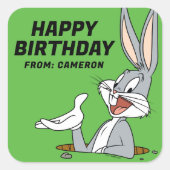 WAS IST UP DOC?™ BUGS BUNNY™ | Happy Birthday Quadratischer Aufkleber (Vorderseite)
