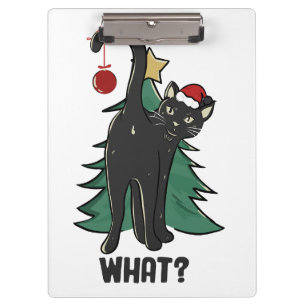 Was ist? Weihnachts-Schwarzkatzenaufenthalt Klemmbrett