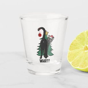 Was ist? Weihnachts-Schwarzkatzenaufenthalt Schnapsglas