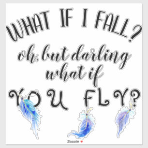 Was ist, wenn ich Fly Watercolor Blue Lila Feather Aufkleber