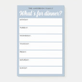 Was ist zum Abendessen ein hellblauer Wochenplaner Post-it Klebezettel (Vorderseite)