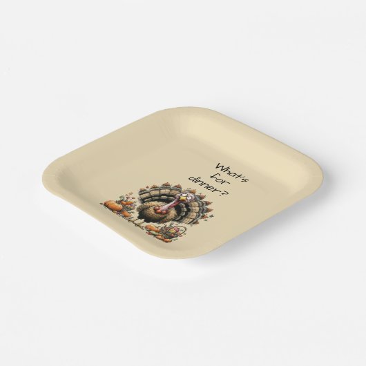 Was ist zum Abendessen? Quirky-Türkei-Erntedank Pappteller (Gewinkelt)