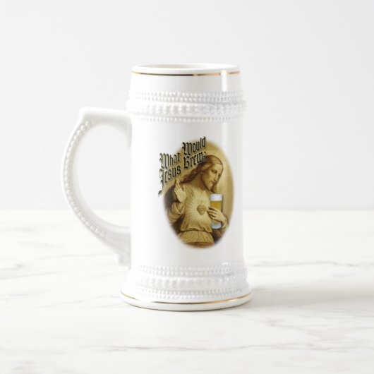Was Jesus-Gebräu-Bier Stein wurde Bierglas (Links)