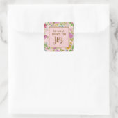 Was Joy Floral bringt Quadratischer Aufkleber (Tasche)