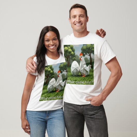 Was kam zuerst das Huhn oder das Ei? T-Shirt (Unisex)