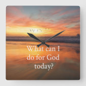 Was kann ich für Gott tun? Quadratische Wanduhr (Vorderseite)