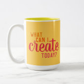 "Was kann ich heute erschaffen?" Künstlerische Tas Zweifarbige Tasse (Links)