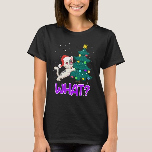 Was Katzen Tannenbaum Kätzchen T-Shirt (Vorderseite)