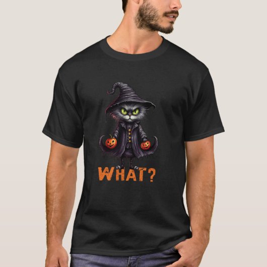 Was katzenschwarze Katze Halloween Beängstigende K T-Shirt (Vorderseite)