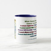 Was Krebs nicht kann (Blauer und Goldtext) Tasse (Zentrum)