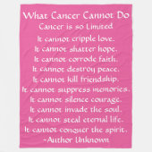 Was Krebs nicht tun kann Gedicht Rosa Chemo Blanke Fleecedecke (Vorderseite)