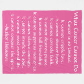 Was Krebs nicht tun kann Gedicht Rosa Chemo Blanke Fleecedecke (Vorderseite (Horizontal))