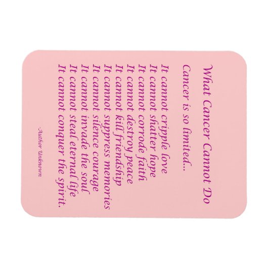 Was Krebs nicht tun kann Magnet (rosa Text) (Horizontal)