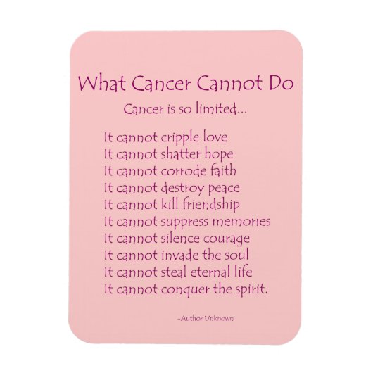 Was Krebs nicht tun kann Magnet (rosa Text) (Vertikal)