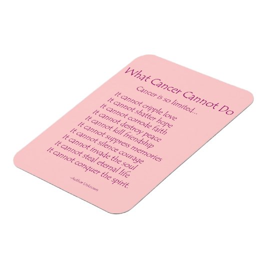 Was Krebs nicht tun kann Magnet (rosa Text) (Linke Seite)