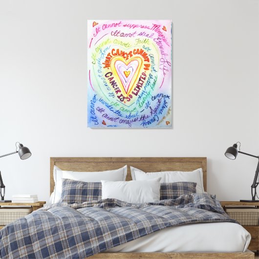 Was Krebs nicht tun kann Regenbogenherzermalung Leinwanddruck (Insitu (Schlafzimmer))