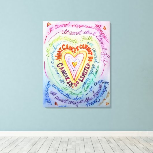 Was Krebs nicht tun kann Regenbogenherzermalung Leinwanddruck (Insitu (Holzboden))