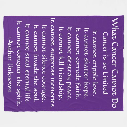 Was Krebs nicht tun kann, um Lila Chemo Blanket Fleecedecke (Vorderseite (Horizontal))