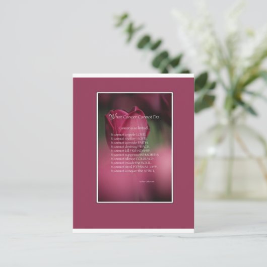 Was Krebs nicht tun kann, Unterstützung und Förder Postkarte (Stehend Vorderseite)