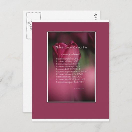 Was Krebs nicht tun kann, Unterstützung und Förder Postkarte (Vorne/Hinten)