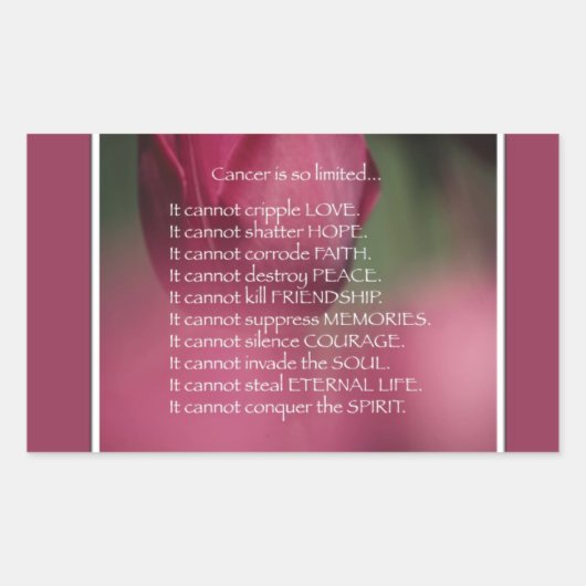 Was Krebs nicht tun kann, Unterstützung und Förder Rechteckiger Aufkleber (Vorderseite)