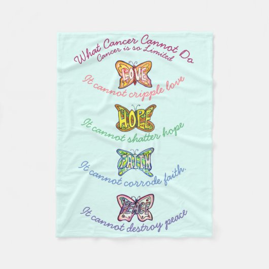Was Krebs nicht tun kann Wings Chemo Custom Blanke Fleecedecke (Vorderseite)